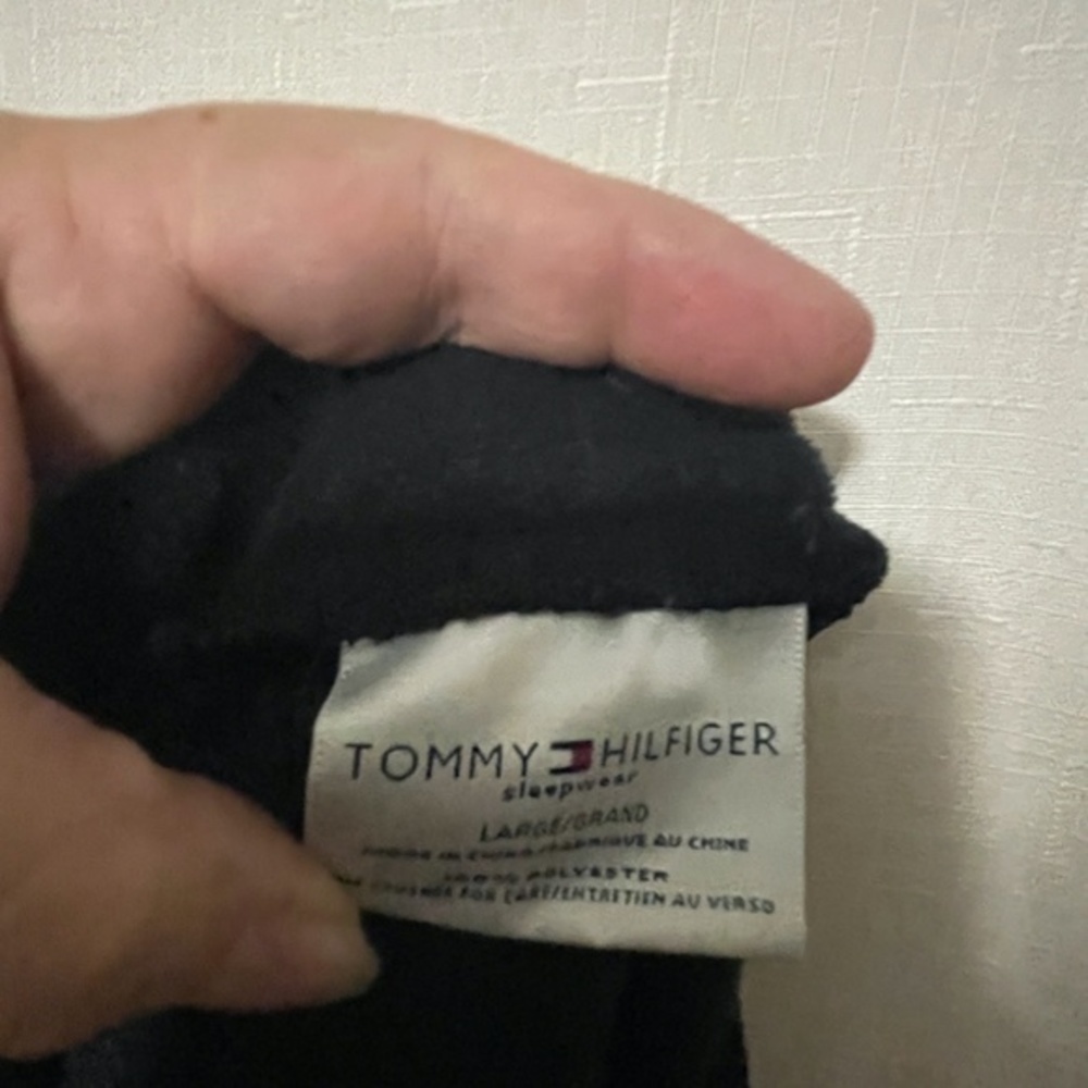 Tommy Hilfiger Womens Black Fleece Pajama Set Long Sleeve Wide Leg Size Large - Picture 8 of 9